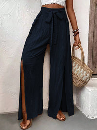 Tied Slit Wide Leg Pants Trandify deal
