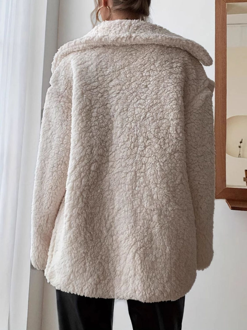 Fuzzy Open Front Long Sleeve Coat Trandify deal