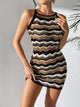 Openwork Striped Spaghetti Strap Knit Dress Trandify deal