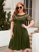 Plus Size Ruched Round Neck Short Sleeve Dress Trandify deal