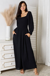 Double Take Square Neck Jumpsuit with Pockets Trandify deal