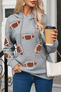Drawstring Football Long Sleeve Hoodie Trandify Deal