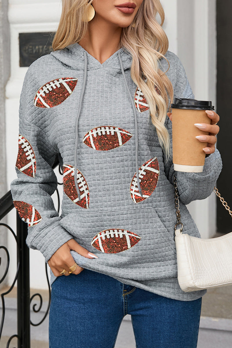 Drawstring Football Long Sleeve Hoodie Trandify Deal