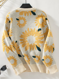 Sunflower Round Neck Long Sleeve Sweater Trandify Deal