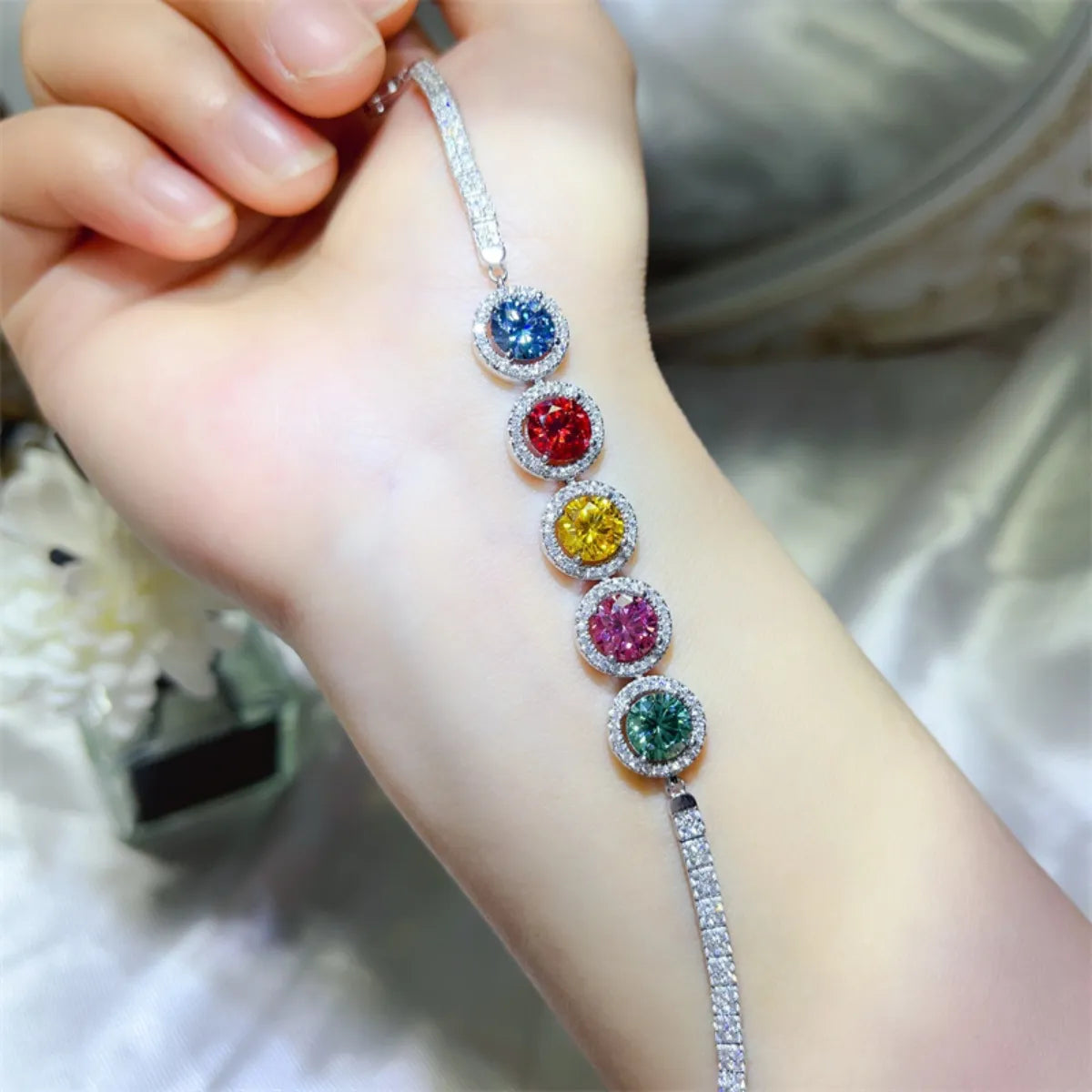 5 Carat Moissanite Sterling Silver Tennis Bracelet for Women – Sparkling Elegant Jewelry Gift