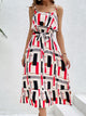 Perfee Ruffled Printed Tie Waist Midi Dress Trandify deal