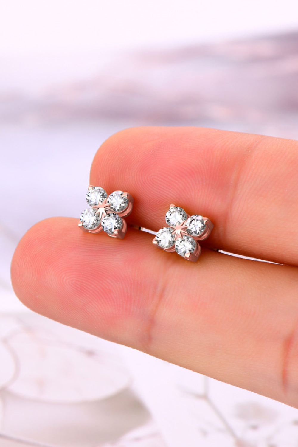 Moissanite 925 Sterling Silver Four-Leaf Clover Shape Earrings Trandify Deal