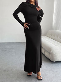 Devine Ruched Long Sleeve Maxi Dress Trandify Deal