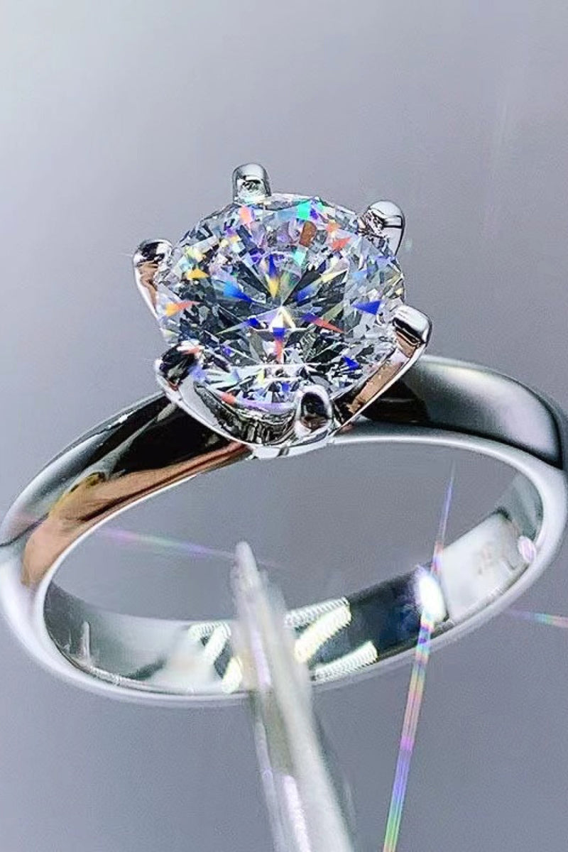 Adored 925 Sterling Silver 3 Carat Moissanite 6-Prong Ring Trandify Deal