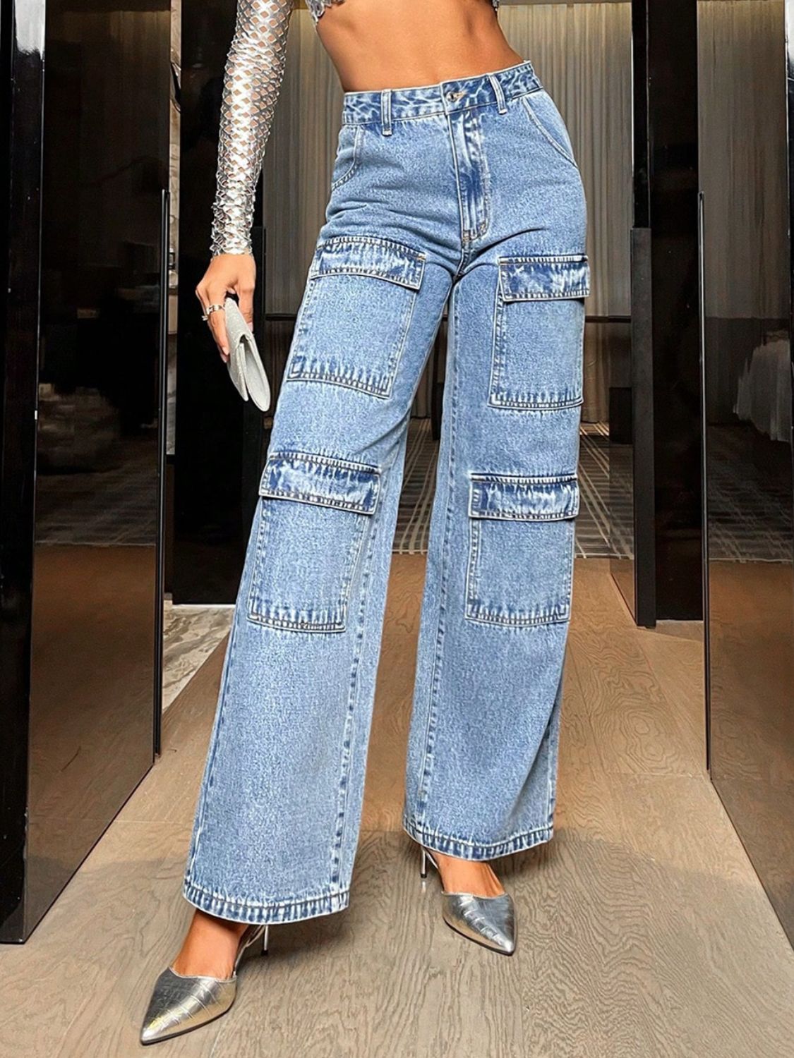 Wide Leg High Waist Jeans with Pockets Trandify Deal