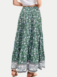 Full Size Tiered Printed Elastic Waist Skirt Trandify deal