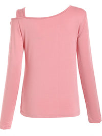 Cutout Asymmetrical Neck Long Sleeve T-Shirt Trandify Deal