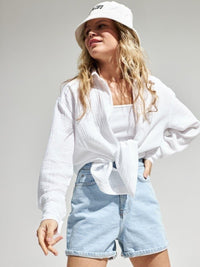 Textured Collared Neck Long Sleeve Shirt Trandify deal