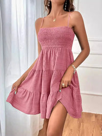 Women’s Sleeveless Tiered Dress – Lightweight Casual Smocked Cami Dress for Beach & Vacations