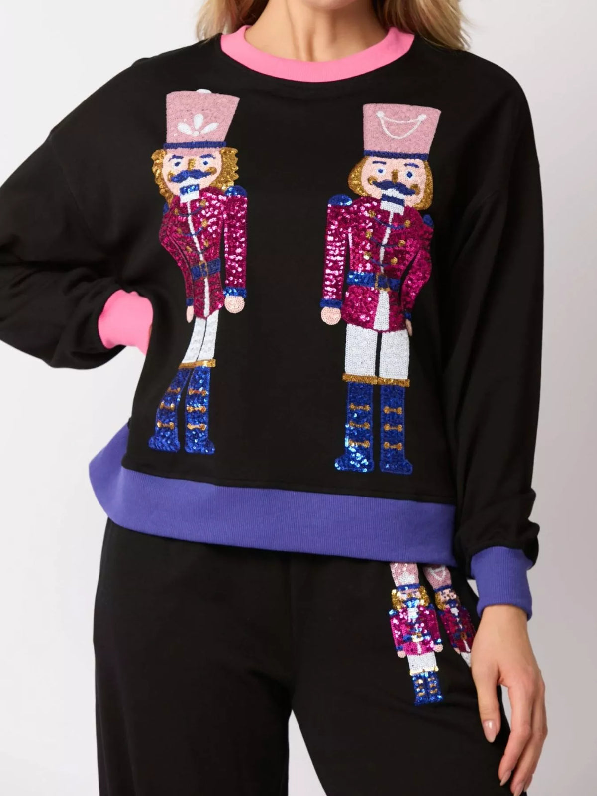 Women's Sequin Loungewear Set - Nutcracker Holiday Pajamas