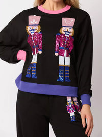Women's Sequin Loungewear Set - Nutcracker Holiday Pajamas
