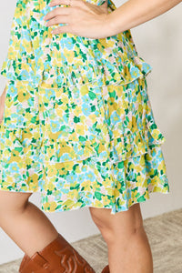 Smocked Scoop Neck Flounce Sleeve Mini Dress Trandify Deal