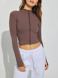 Zip Up Long Sleeve Active Outerwear Trandify Deal