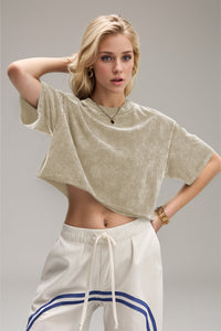 Basic Bae Round Neck Dropped Shoulder Short Sleeve T-Shirt Trandify Deal