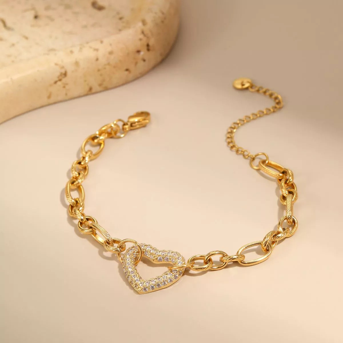 18K Gold Plated Rhinestone Chain Bracelet for Women