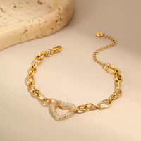18K Gold Plated Rhinestone Chain Bracelet for Women