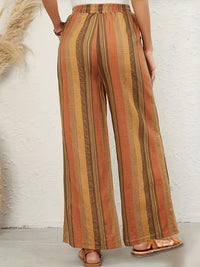 Full Size Drawstring Striped Wide Leg Pants Trandify deal