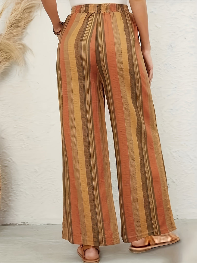 Full Size Drawstring Striped Wide Leg Pants Trandify deal
