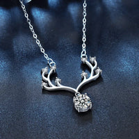 1 Ct Moissanite Deer Antler Necklace in Sterling Silver
