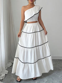 Trendy Summer Matching Outfit with Ruffled Details for Women