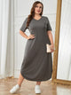 Plus Size Pocketed V-Neck Short Sleeve Lounge Dress Trandify deal