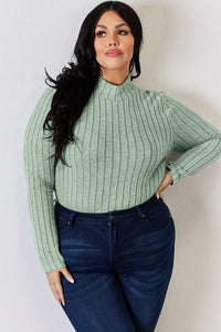 Basic Bae Full Size Ribbed Mock Neck Long Sleeve T-Shirt Trandify Deal