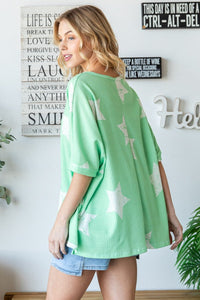 HOPELY Star Pattern Oversized Waffle T-Shirt Trandify deal