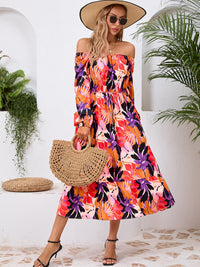 Printed Long Sleeve Midi Dress Trandify Deal