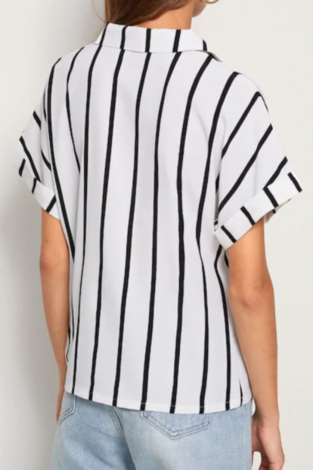 Striped Button Up Short Sleeve Shirt Trandify deal