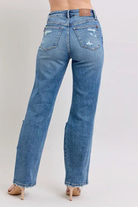 Judy Blue Destroyed Straight Leg Jeans high waist style