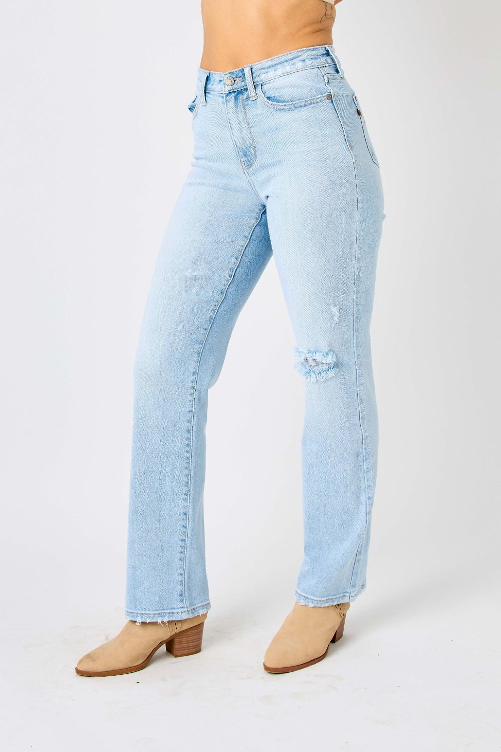Judy Blue Full Size High Waist Distressed Straight Jeans Trandify deal