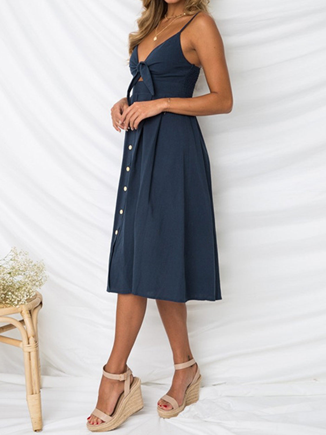 Cutout Smocked Sweetheart Neck Cami Dress Trandify deal