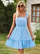 Square Neck Tie Shoulder Mini Dress Trandify deal