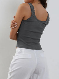 Lace Detail Square Neck Tank Trandify deal