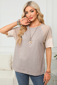 Color Block Round Neck Half Sleeve Top Trandify Deal