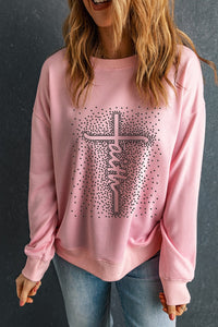 Graphic Round Neck Long Sleeve Sweatshirt Trandify Deal
