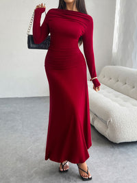 Devine Ruched Long Sleeve Maxi Dress Trandify Deal