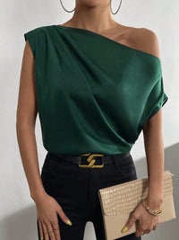Ruched Single Shoulder Blouse Trandify deal
