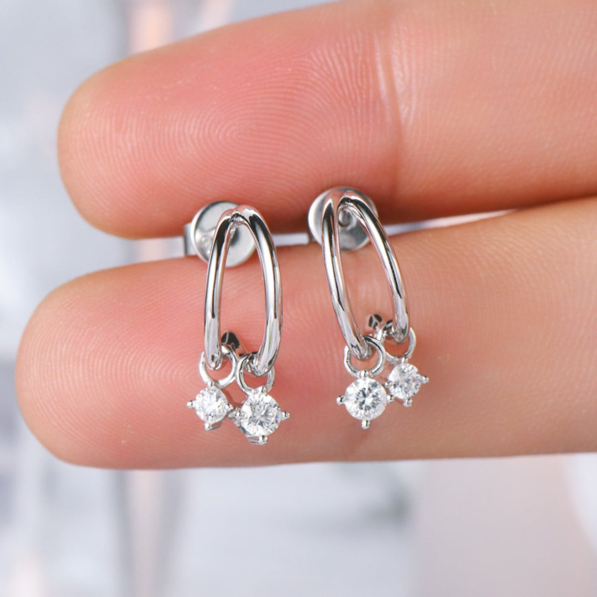 925 Sterling Silver Moissanite C-Hoop Earrings Trandify deal