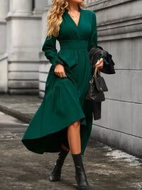 Ruched Midi Dress Long Sleeve Tiered Bodycon - Regular & Plus Size