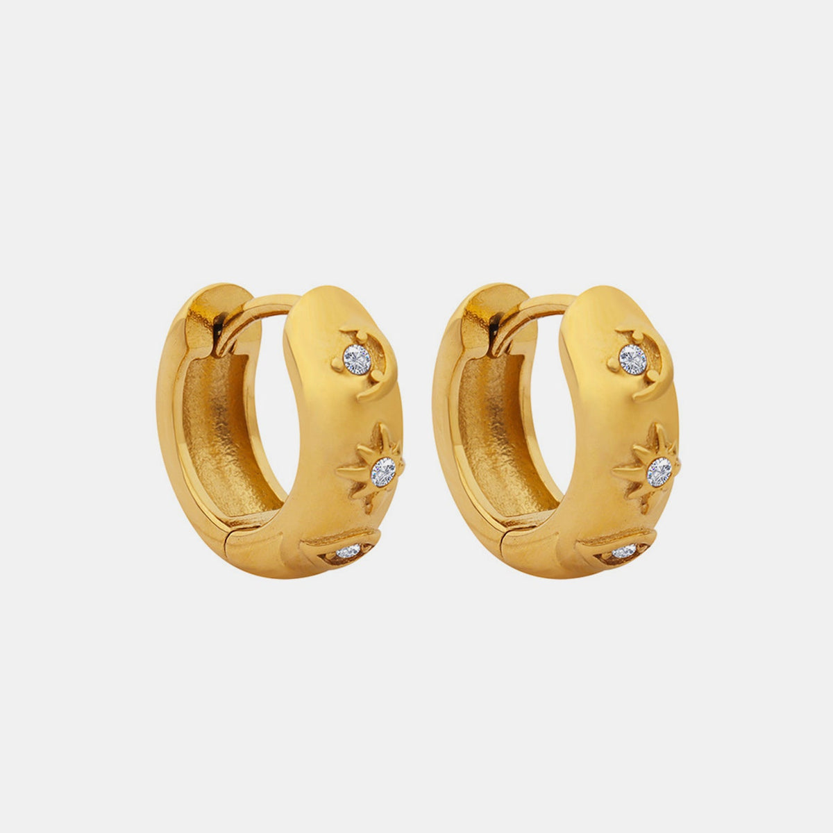 Zircon Titanium Steel Huggie Earrings Trandify deal