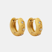 Zircon Titanium Steel Huggie Earrings Trandify deal