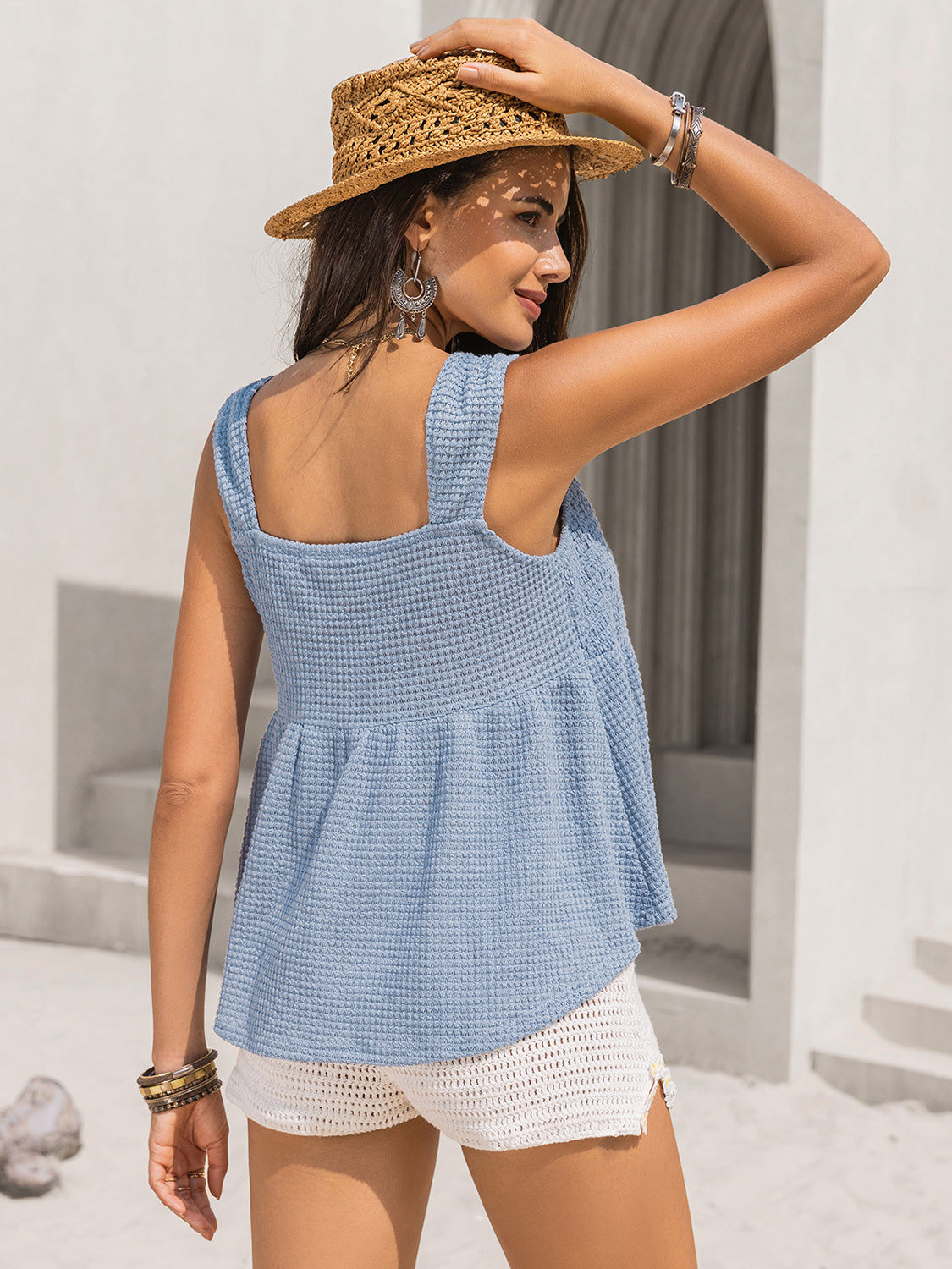 Textured Tied V-Neck Tank Trandify Deal