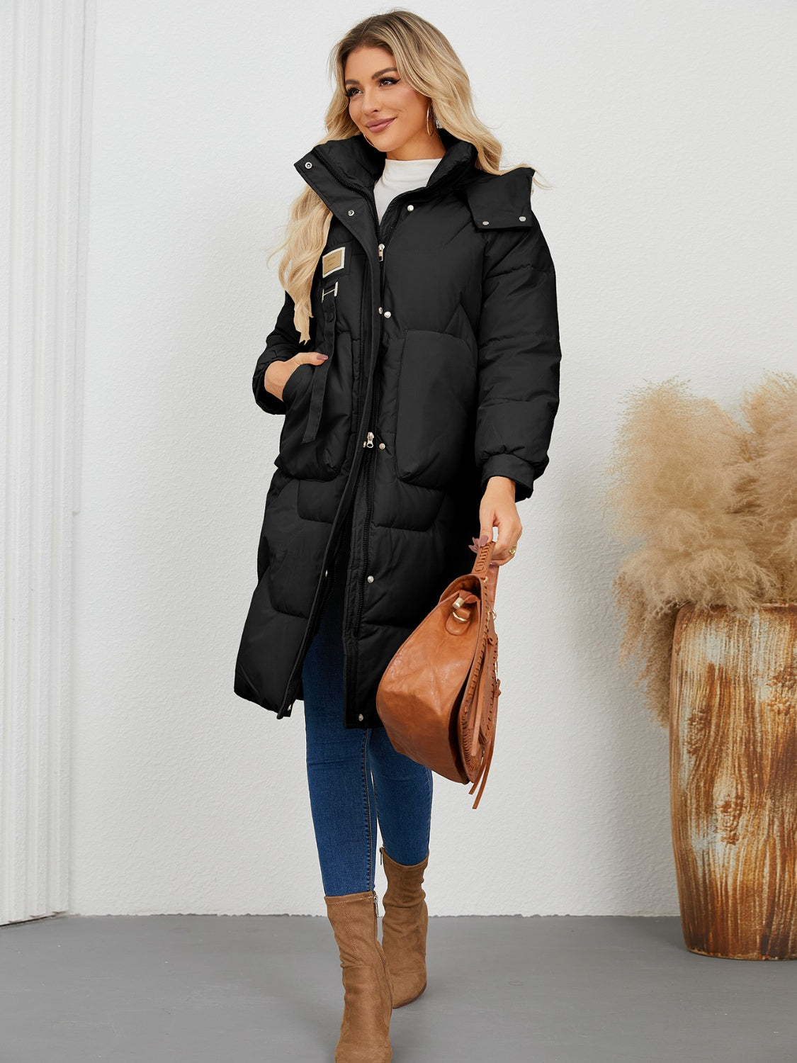 Long Sleeve Longline Hooded Winter Coat Trandify Deal