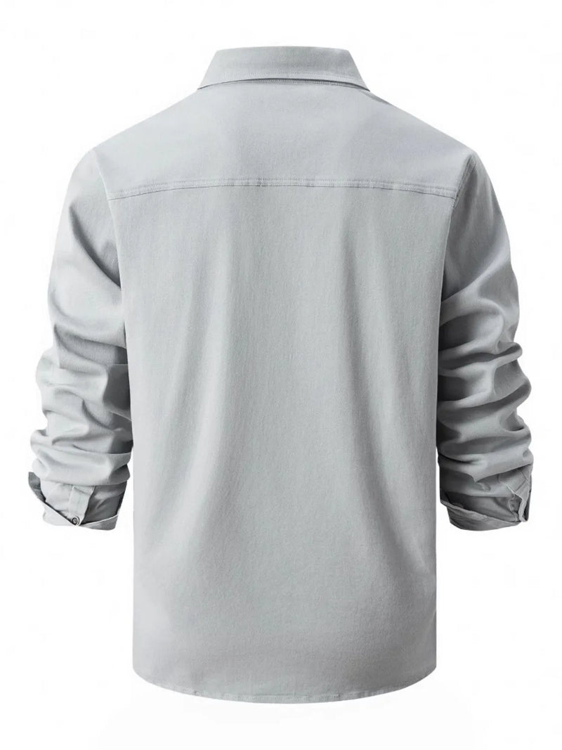 Men’s Plus Size Long Sleeve Button-Up Shirt – Classic Fit for Office & Casual Wear